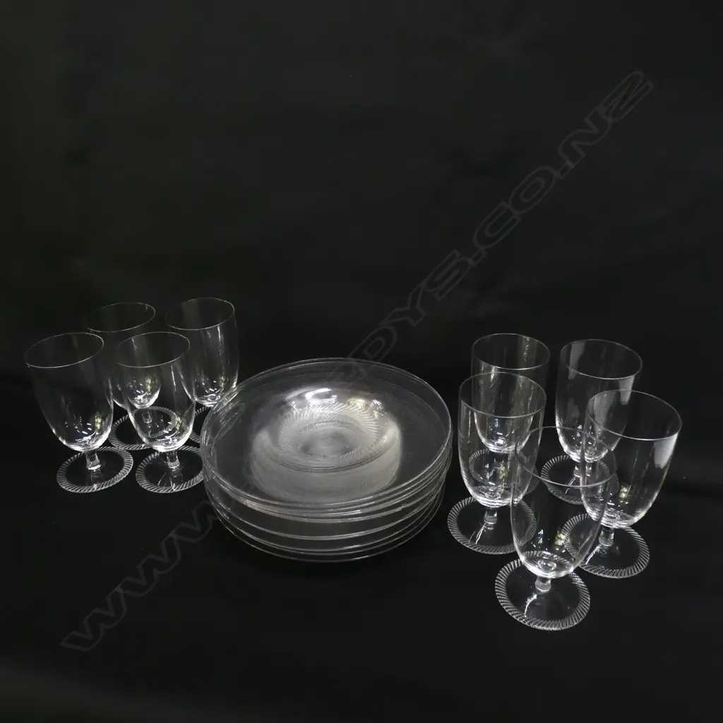 set 9 EDW CUT GLASS STEMMED GLASSES & DISHES Image 1++