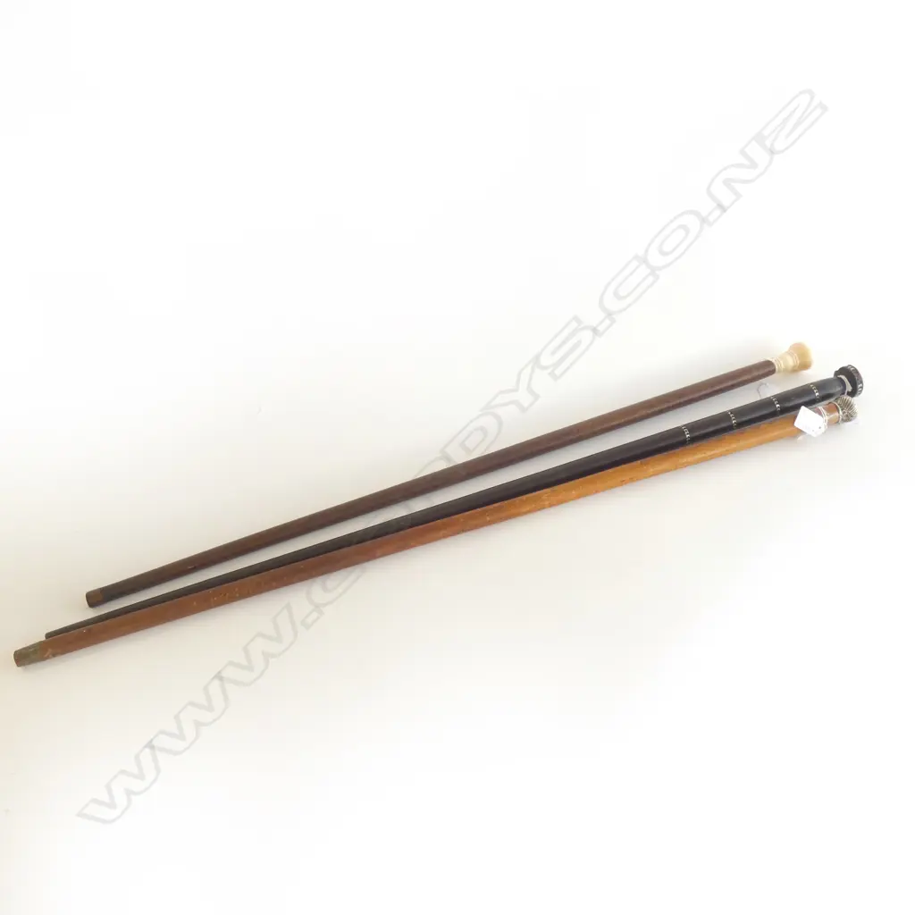 3 VINTAGE WALKING STICKS; 1 STG TOPPED L.900mm Image 1++