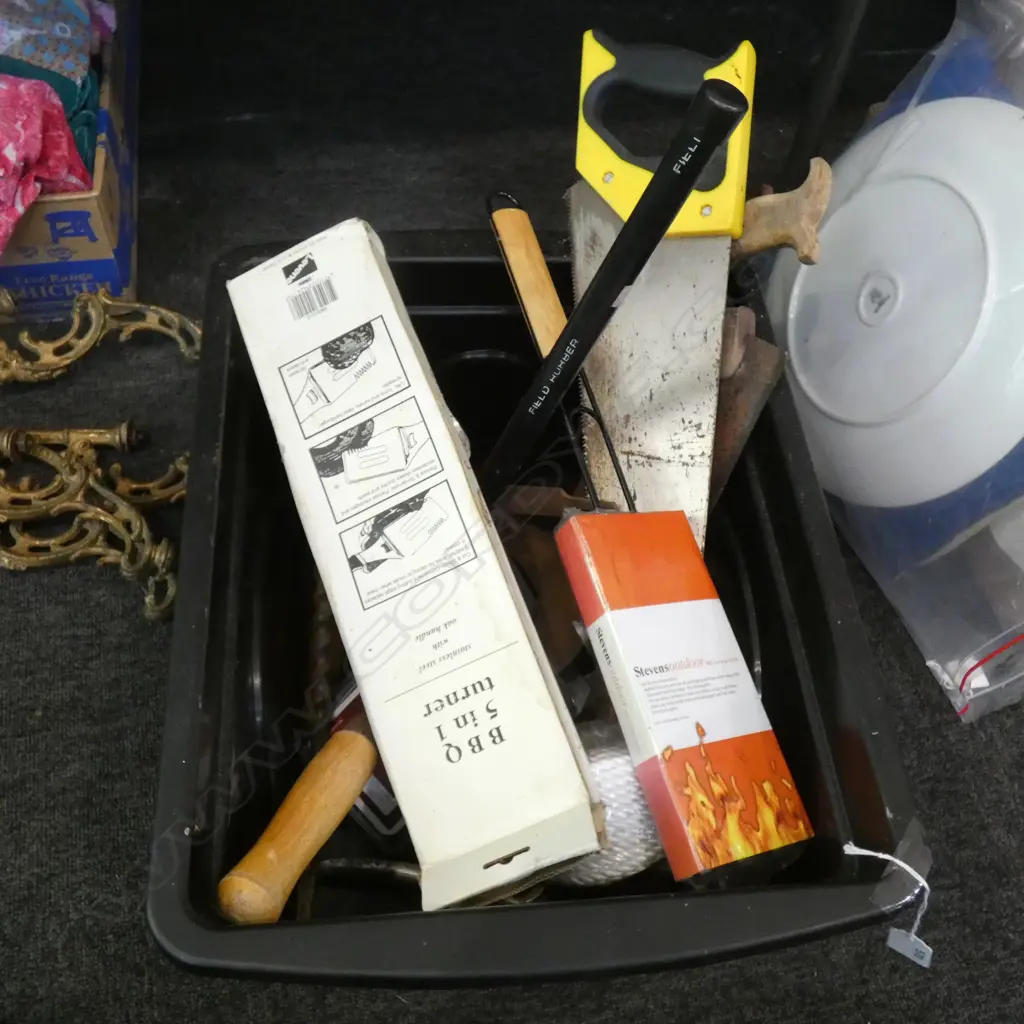 BOX LOT ASST. OLD TOOLS ETC Image 1++