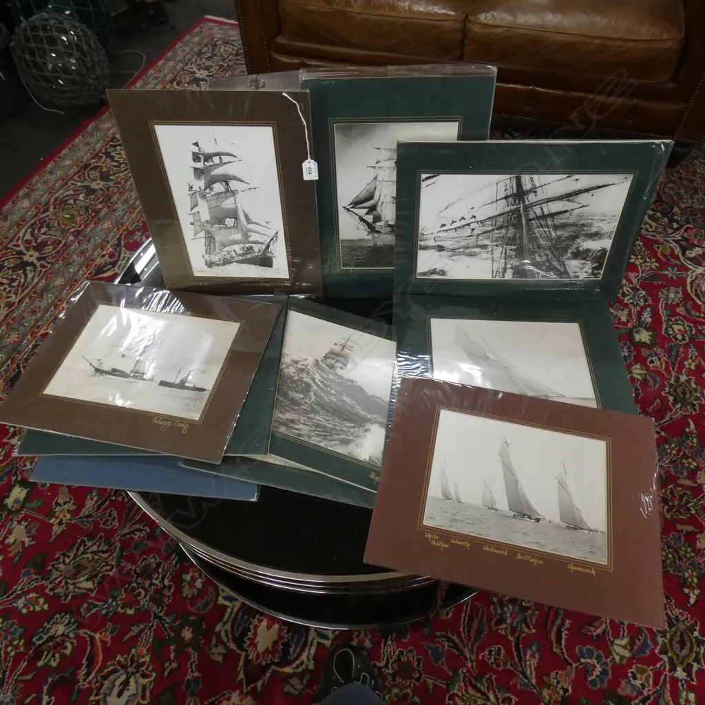 SET 12 MOUNTED SHIPS PRINTS 300 X 185MM Image 1++
