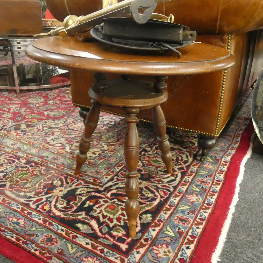 TRIPOD BASE WOODEN TABLE 590mm dia Image 1++