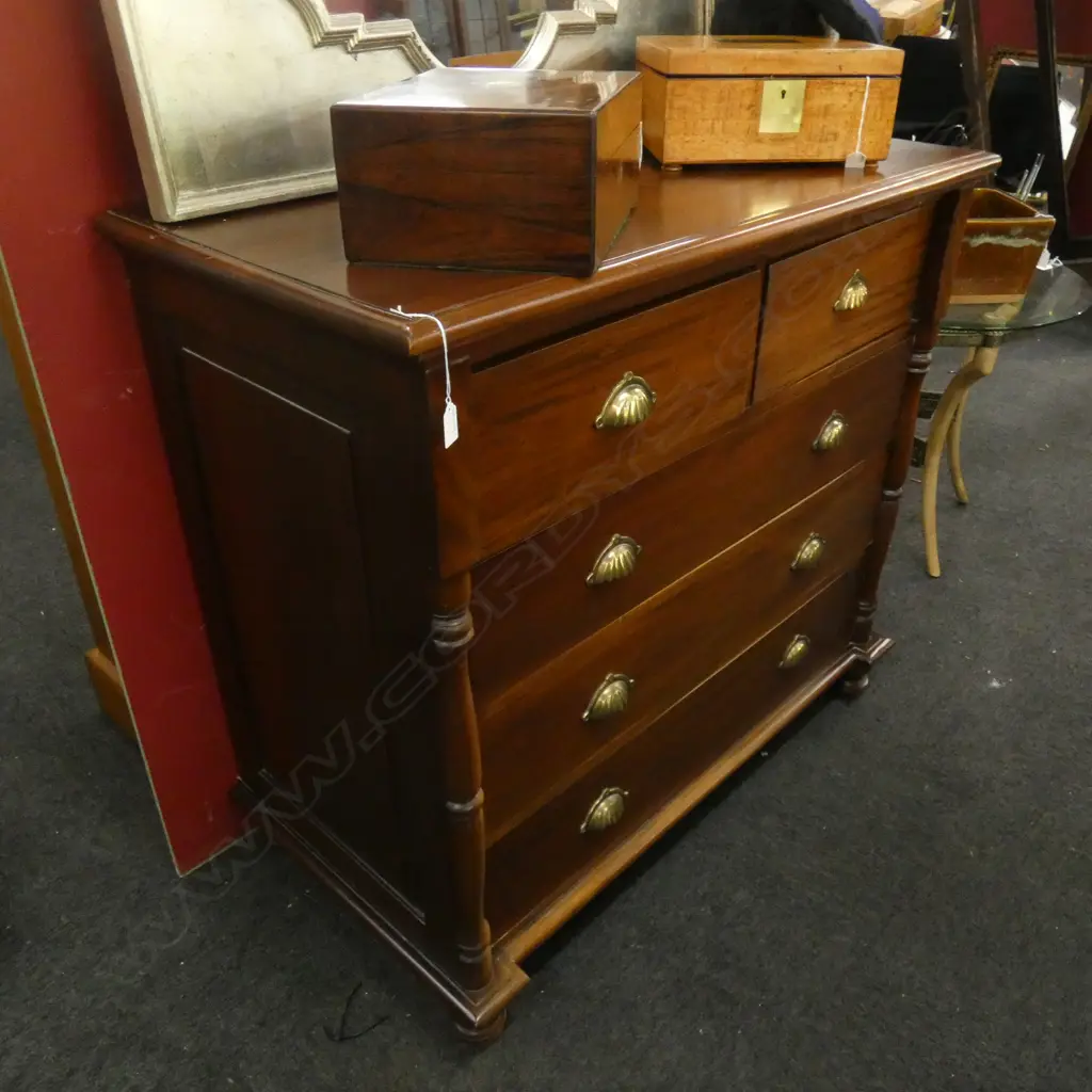 MAHOGANY STAINED 5 DRAWER CHEST... Image 1++
