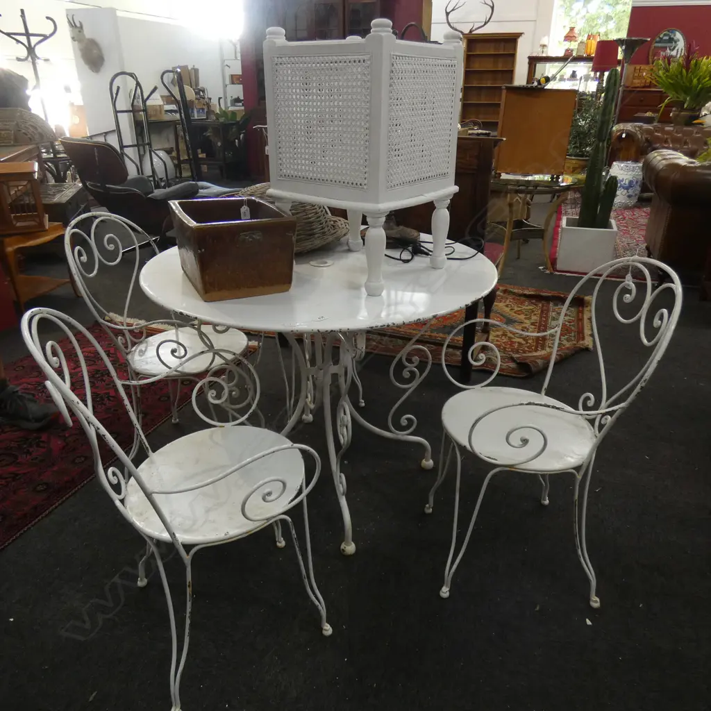 WROUGHT IRON FRENCH STYLE GARDEN SET (1 TABLE/4 CHAIRS) Image 1++