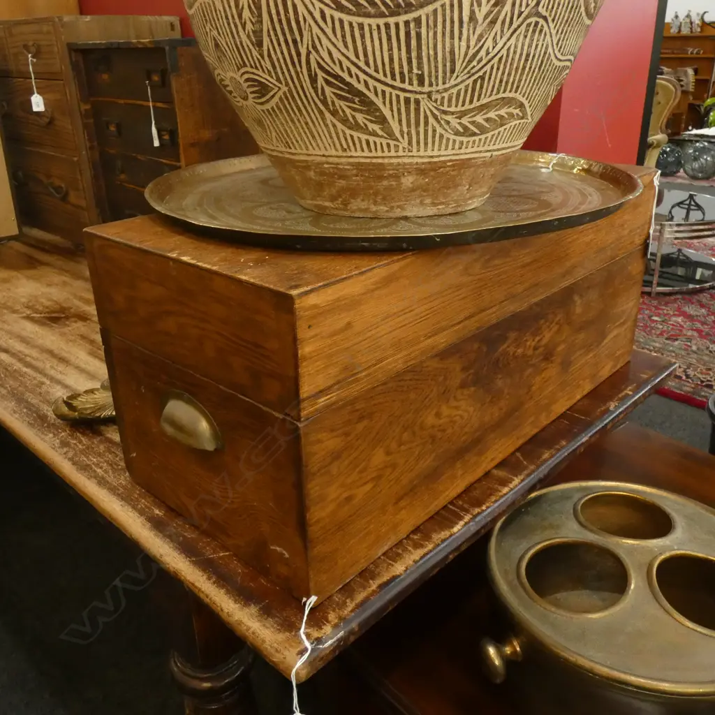 WOODEN BOX HINGED LID L.650mm Image 1++