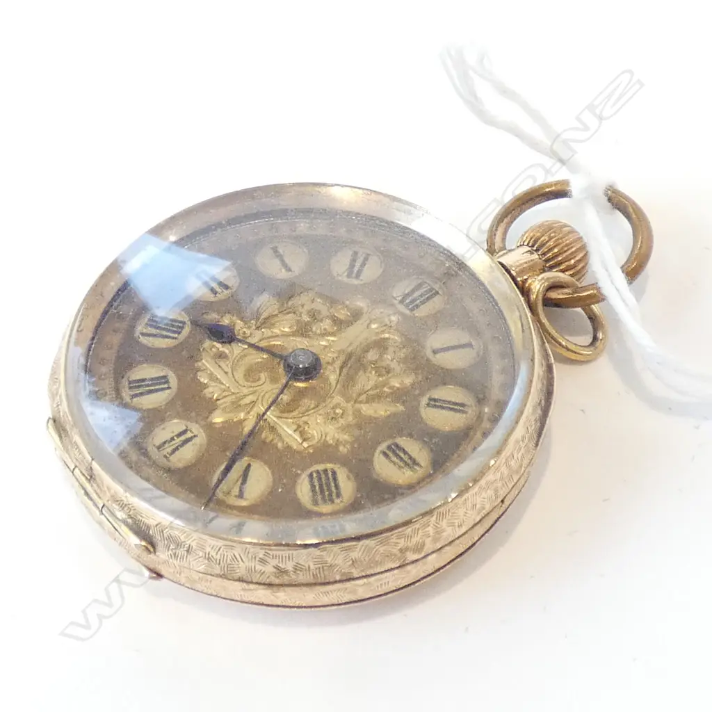 14CT GOLD C1900 LADIES FOB WATCH A.F Image 1++