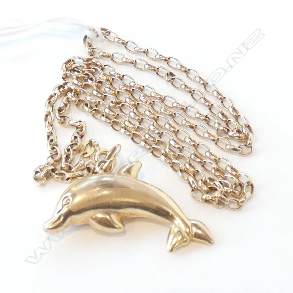 9CT GOLD CHAIN & DOLPHIN PENDANT 5GM Image 1++