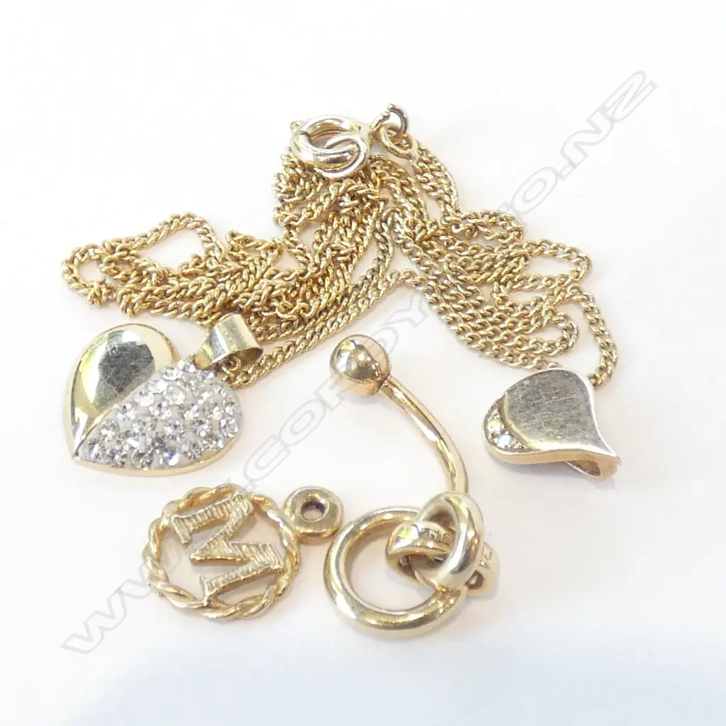 4 SMALL 9ct GOLD PENDANT/CHARMS 3.5gms CHAIN NOT ... Image 1++