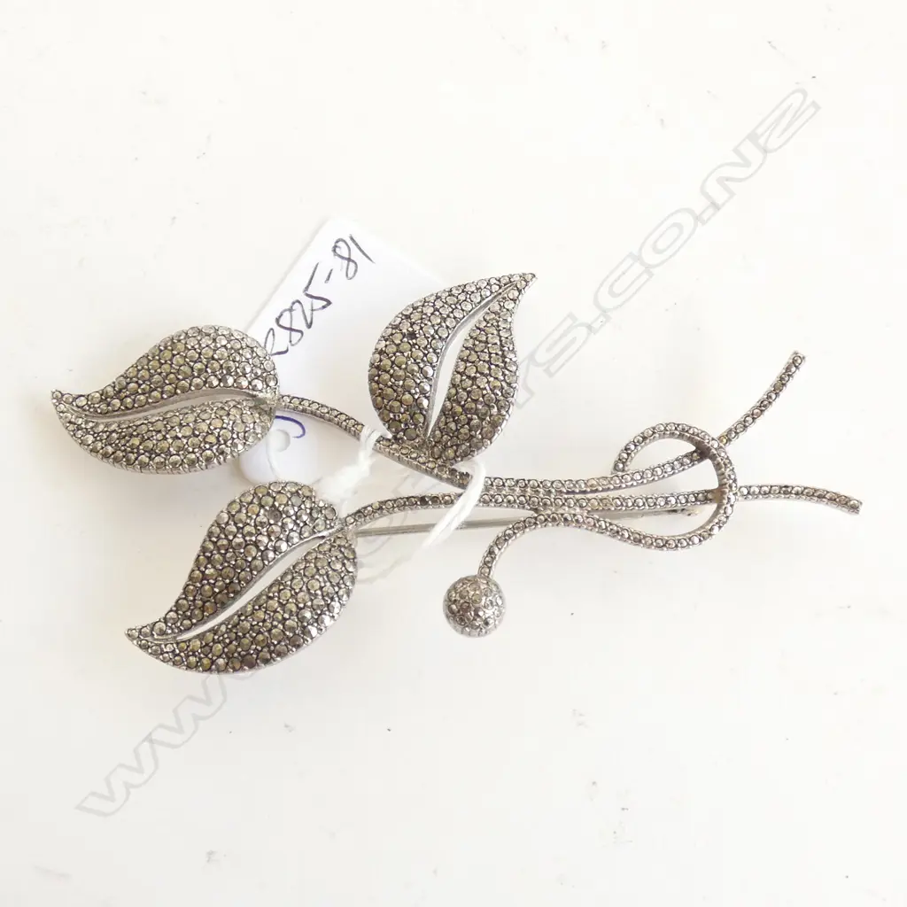 VINTAGE MARCASITE LARGE BROOCH H.105mm Image 1++