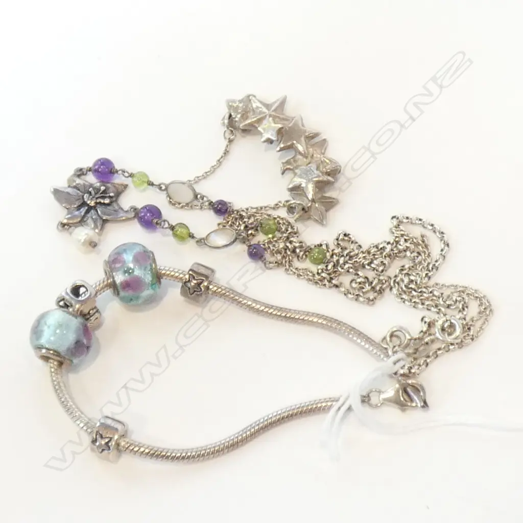 SILVER BRACELET & 2 NECKLACES Image 1++