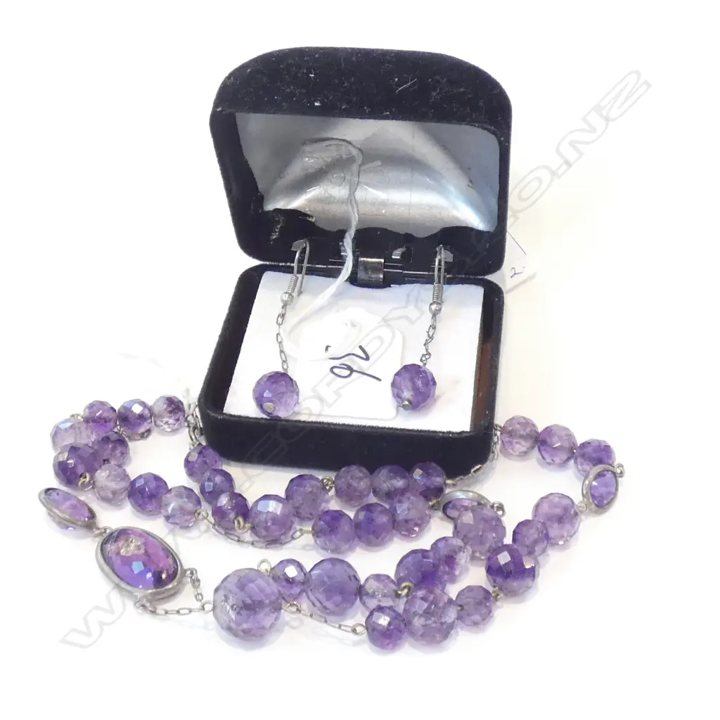 PURPLE AMETHYST NECKLACE & PR EARRINGS Image 1++