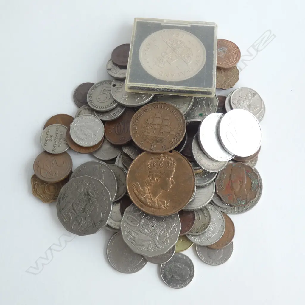 BAG MIXED COINS  - NZ & FOREIGN Image 1++