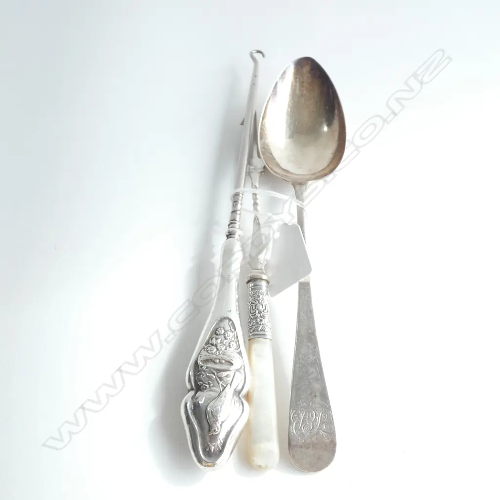 STG SILVER TABLESPOON / BOOT HOOK & PICKLE FORK  Image 1++