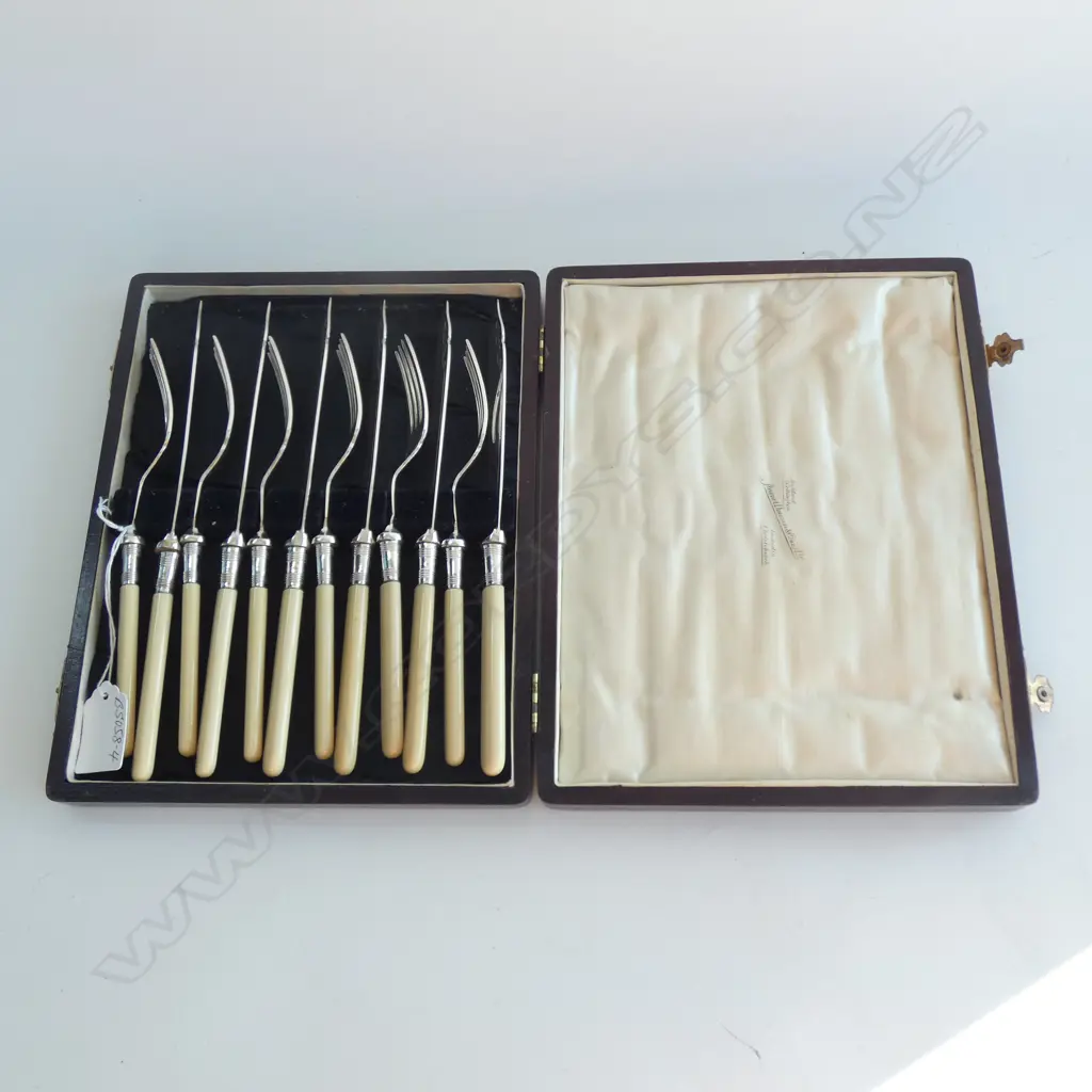 (20123) BOXED SET 6 FISH KNIVES & FORKS S/PLATE Image 1++