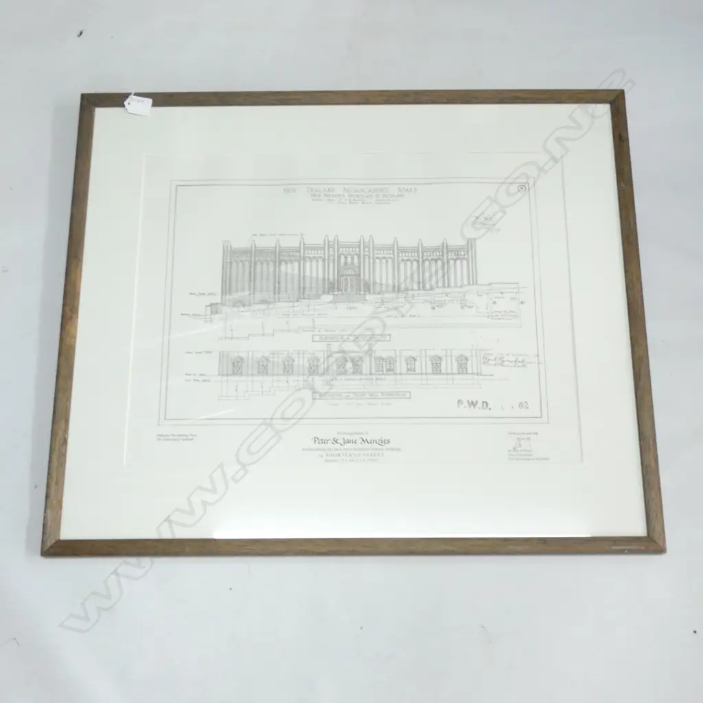 FRAMED ARCHITECTURAL DRAWING 74 SHORTLAND STREET 425x565mm Image 1++