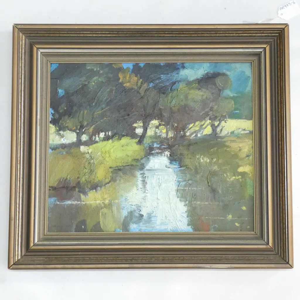 OIL ON BOARD 'WAIRARAPA STREAM' BY GREG WHITECLIFFE 1983 315 X 265MM Image 1++