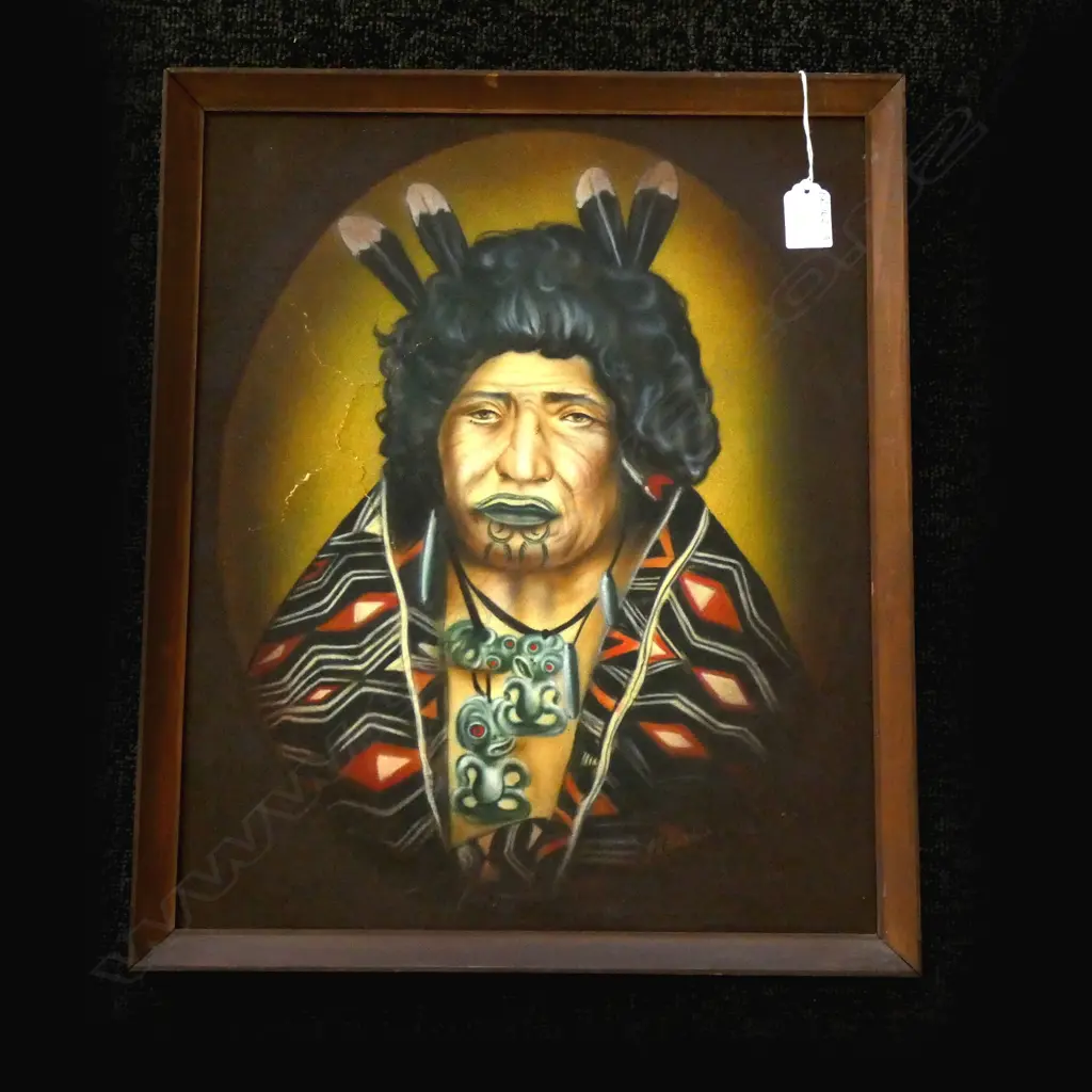 TE RANGI-PIKANGA PAINTING ON BOARD - SIGNED ILLEGIBLY A/F  420 X 340MM Image 1++