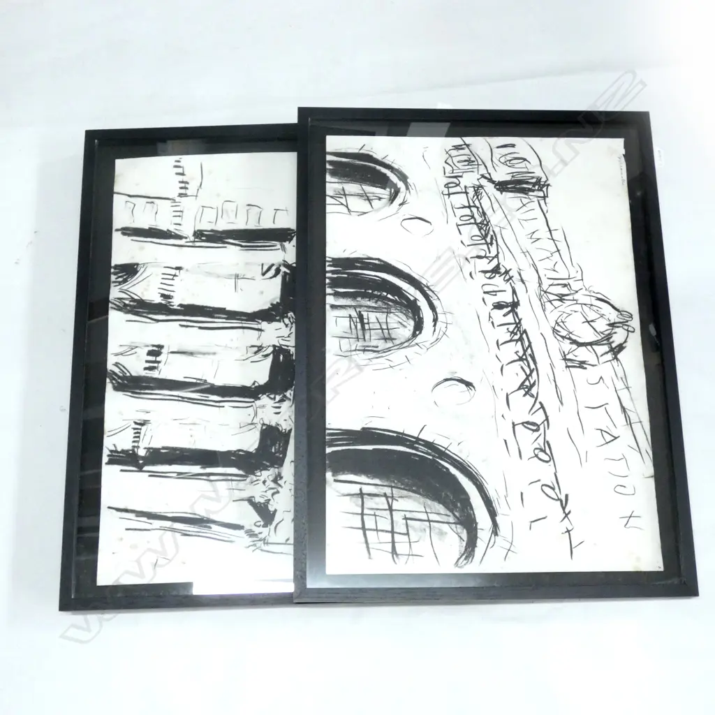 PR GARY FREEMANTLE CHARCOAL ARCHITECTURAL DRAWINGS 440x630mm C.1985 Image 1++