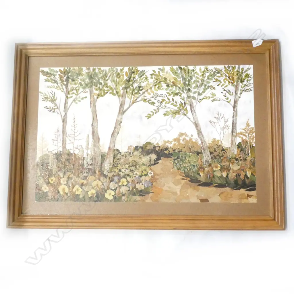 DRIED PLANTS ARTWORK; TREED LANDSCAPE 510x810mm Image 1++