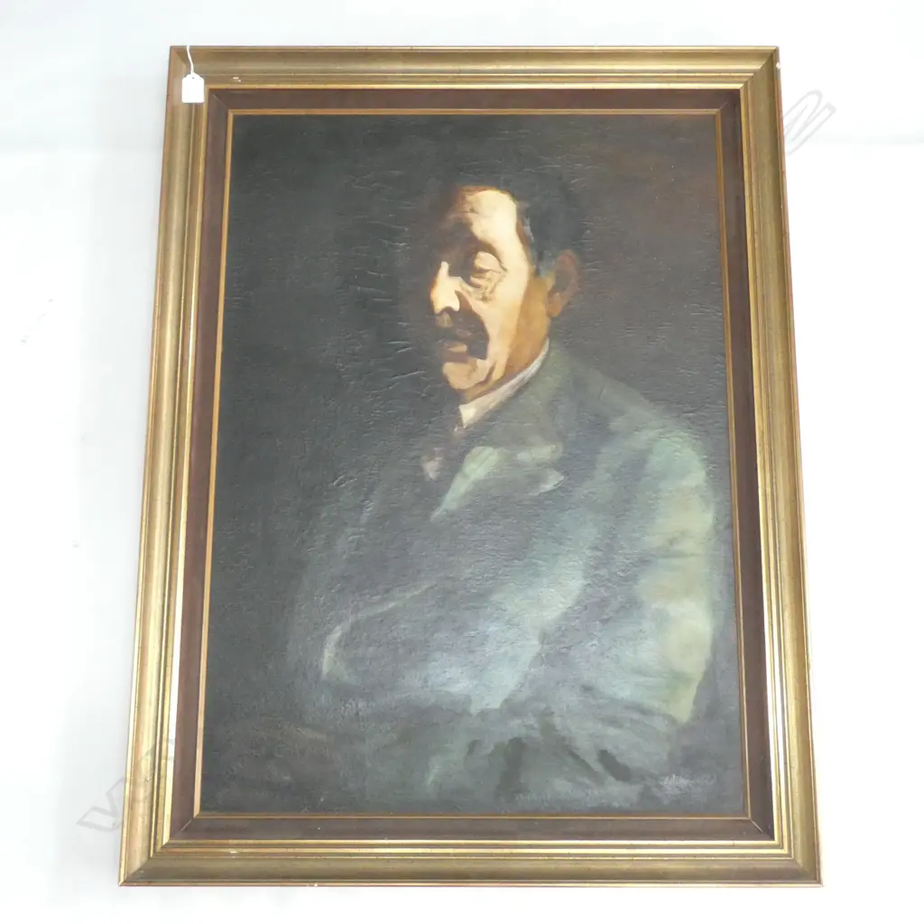 RON BELSHAM? EARLY 20th OIL PORTRAIT 790x565mm Image 1++