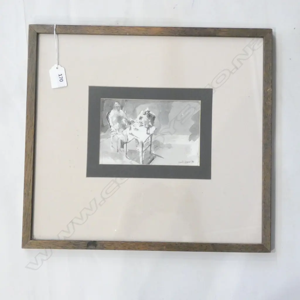 GARTH TAPPER PEN & WASH '2 GUYS HAVING A DRINK' 100x155mm Image 1++