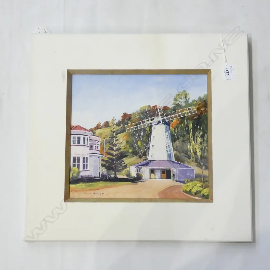 BRIAN HARVEY OIL 'WINDMILL FOUNDERS PARK NELSON' 270x295mm Image 1++