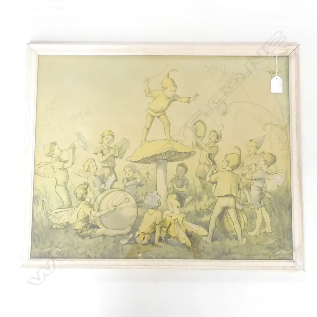 FRAMED VINTAGE PRINT 'THE FAIRY BAND' BY MARGARET TARRANT 490 X 590MM Image 1++