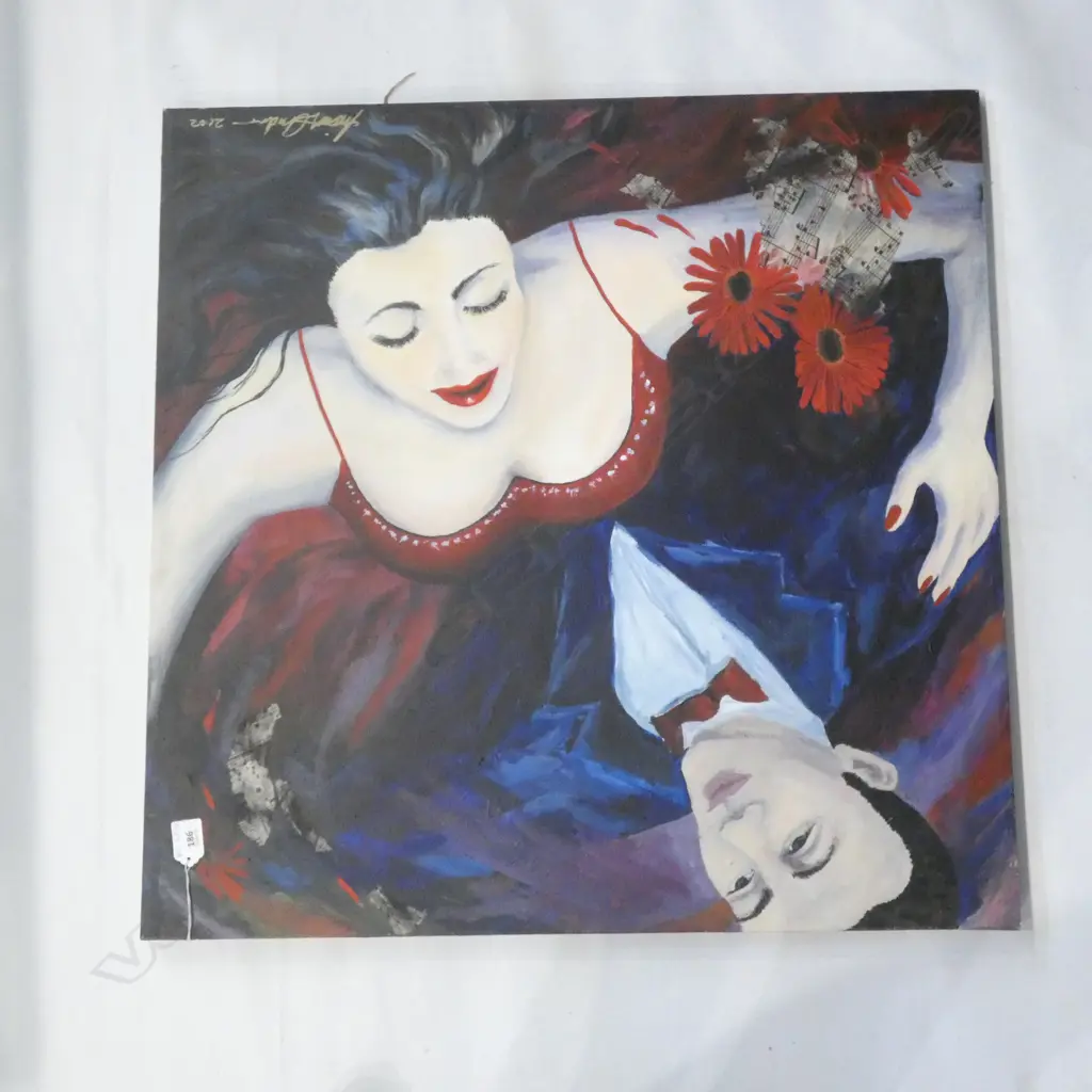 ACRYLIC PAINTING BY MARILYN ANDREWS 'HERE AT THE END OF THE WORLD WE LEARN TO DANCE' 700x700mm Image 1++