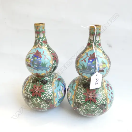 PR DOUBLE GOURD CLOISONNE VASES H.200mm