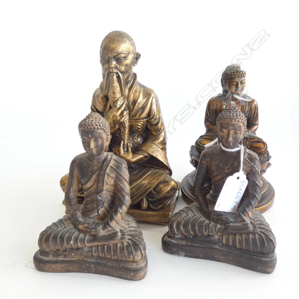 3 SEATED BUDDHAS (ONE AF) + 1 OTHER H.180mm Image 1++