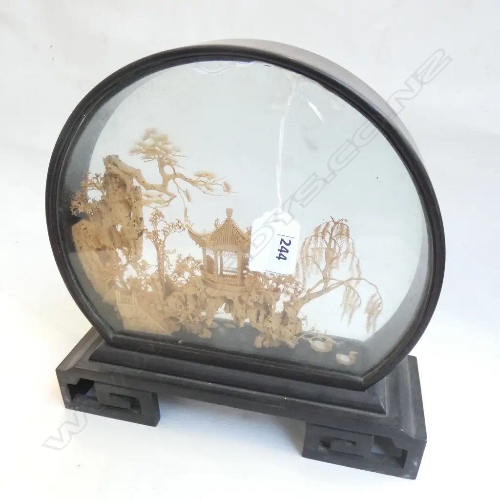 CHINESE CARVED CORK SCENE H.230mm Image 1++