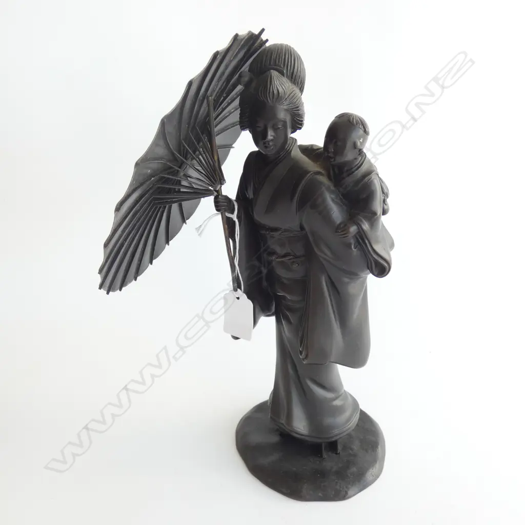 BRONZE JAPANESE MOTHER & CHILD H. 300MM A/F Image 1++