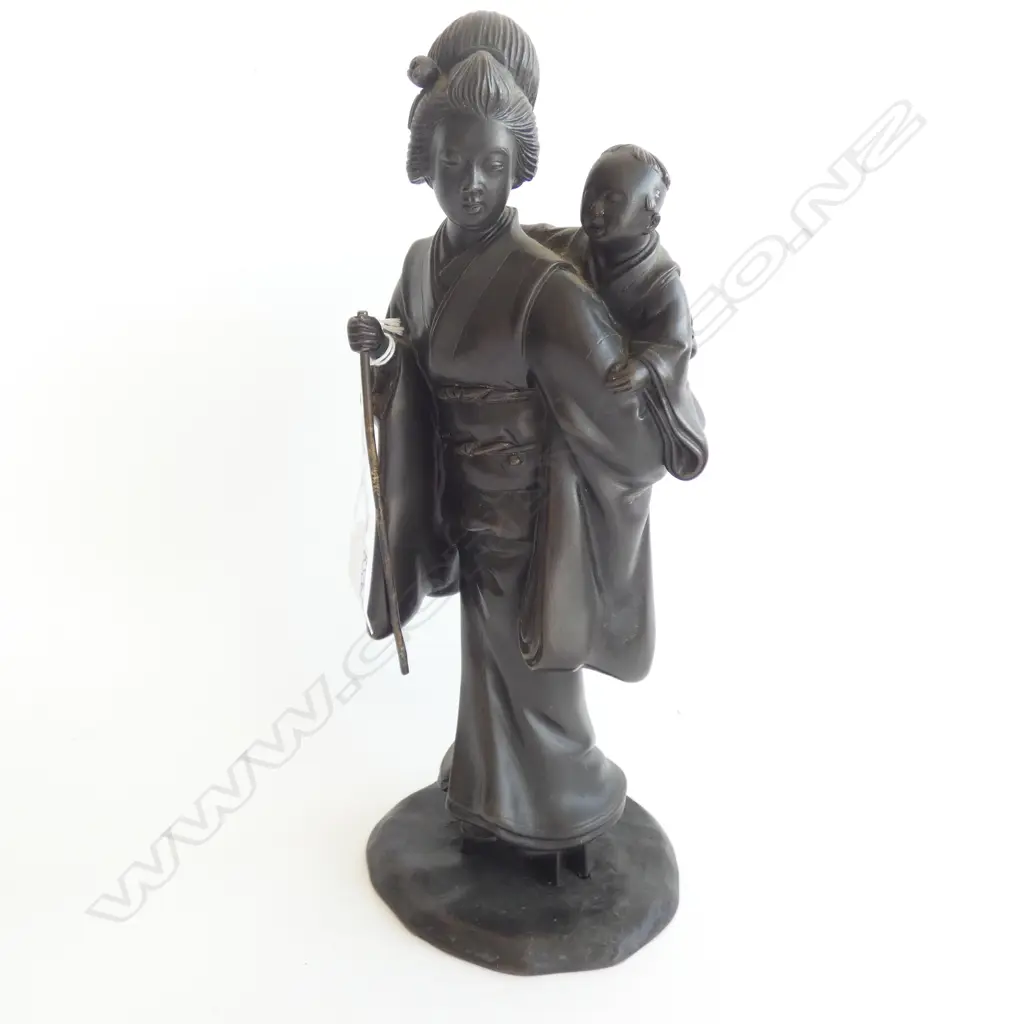 BRONZE JAPANESE MOTHER & CHILD H. 300MM A/F Image 1++