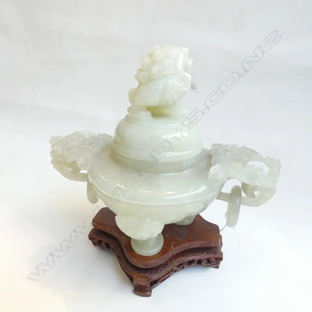 CHRYSOPRASE INCENSE BURNER ON STAND W.190mm Image 1++