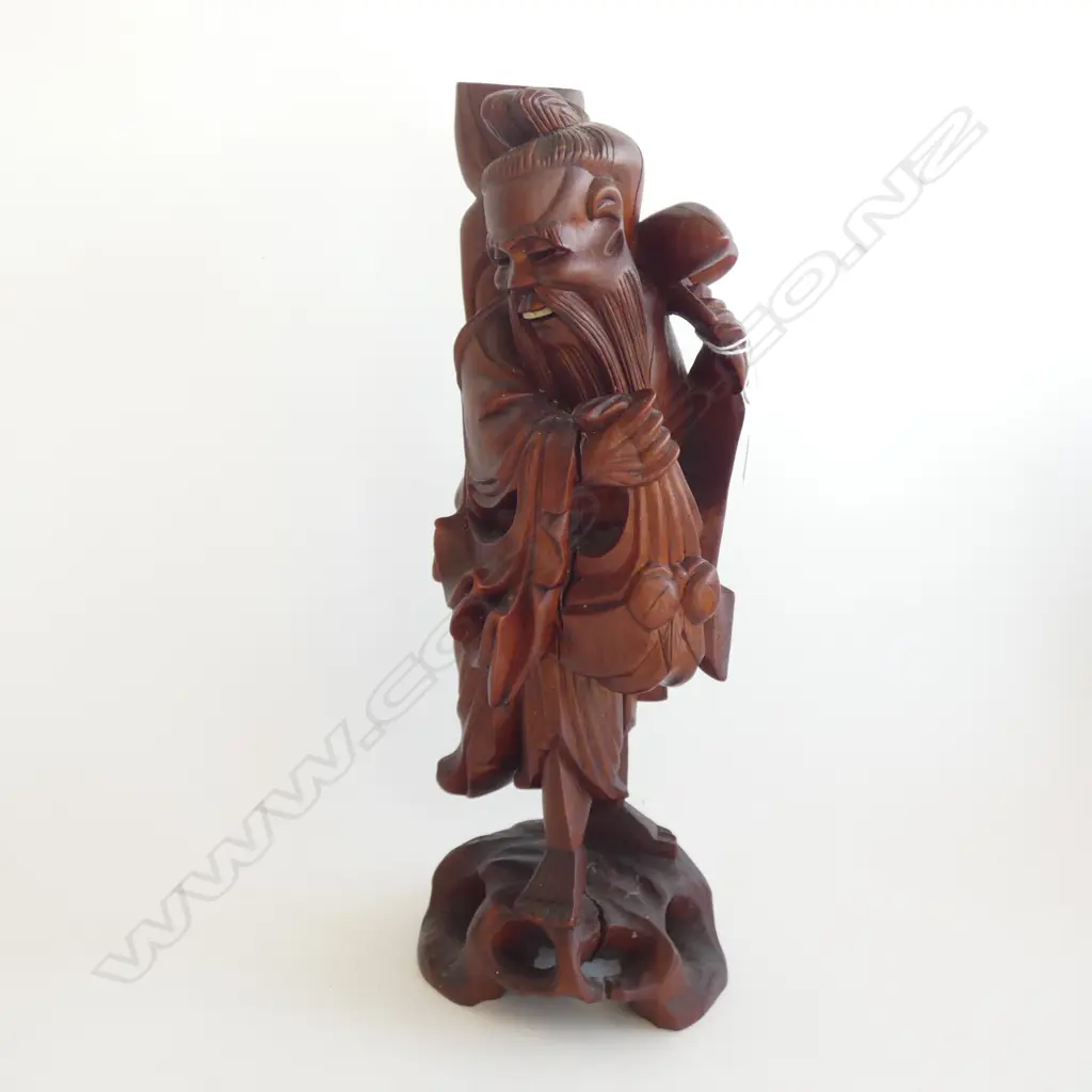 CARVED WOODEN ORIENTAL MAN  H. 360MM Image 1++