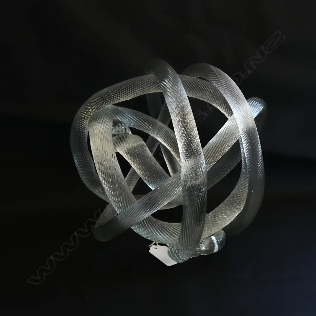 CONTEMPORARY CLEAR GLASS 'ROPE' SCULPTURE 200mm dia Image 1++