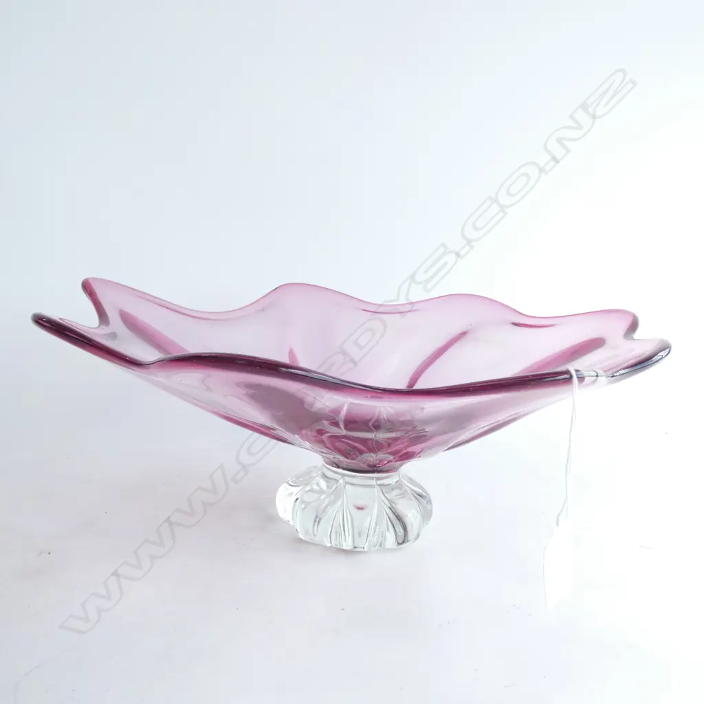 PINK GLASS MURANO FRUIT BOWL 350mm dia Image 1++