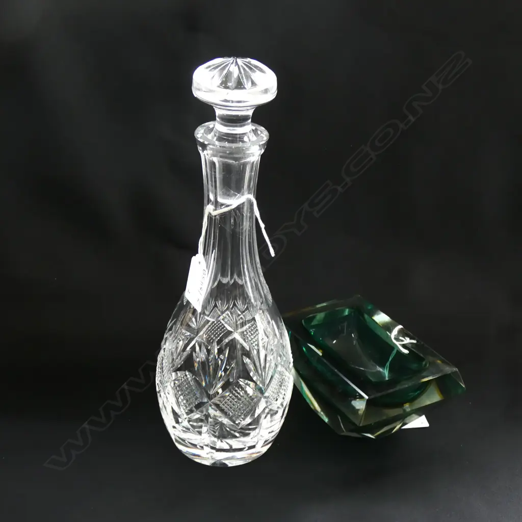 CRYSTAL DECANTER H.280mm + MURANO GLASS VASE Image 1++