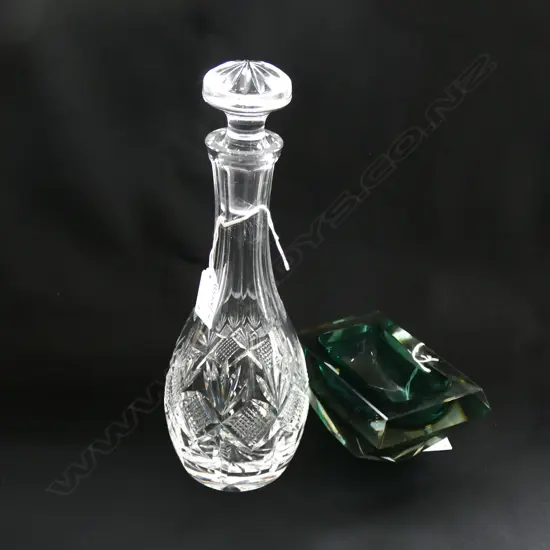 CRYSTAL DECANTER H.280mm + MURANO GLASS VASE
