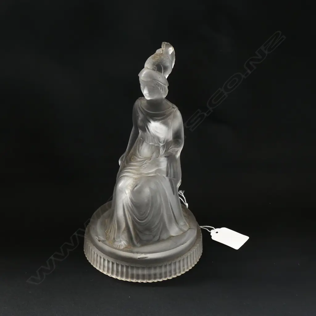 VICTORIAN GLASS FLOWER FROG CENTREPIECE - LADY WITH SHIELD A/F H. 215MM Image 1++