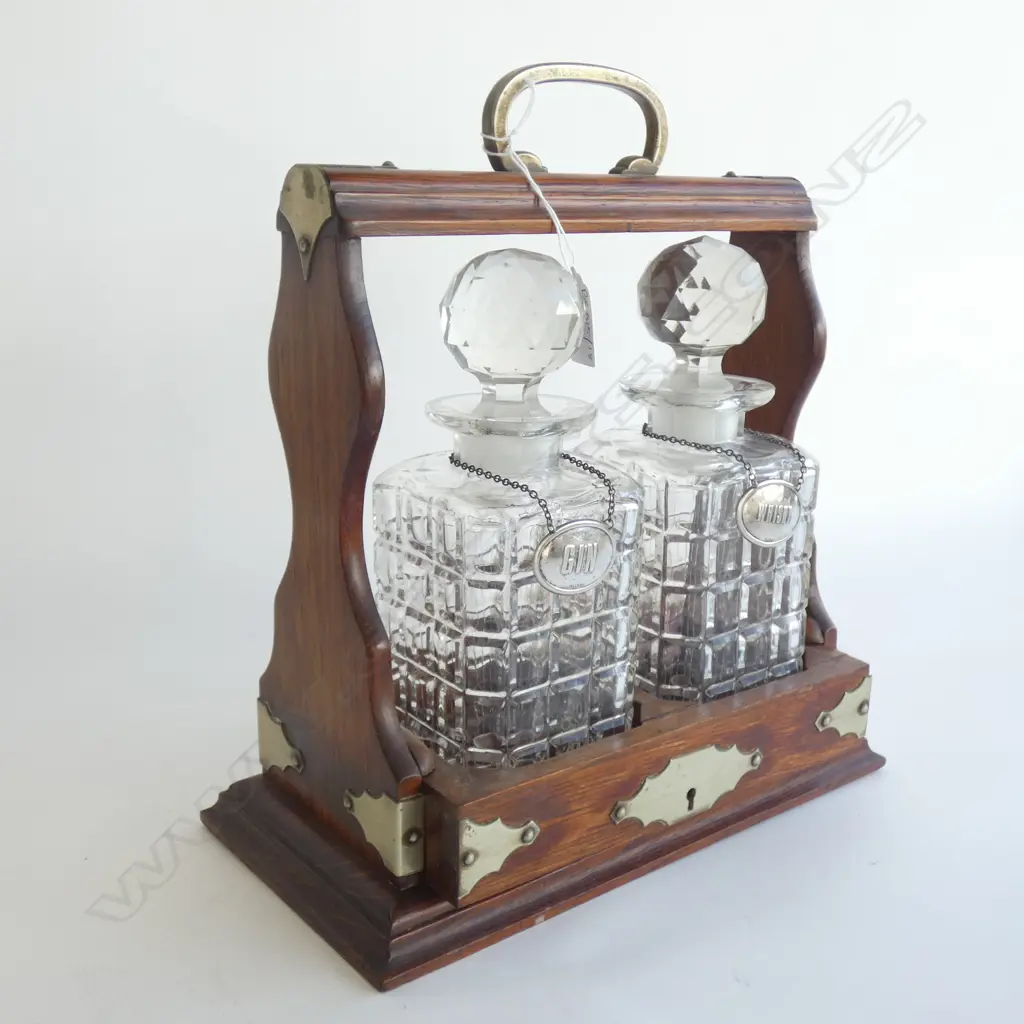 2 DECANTER TANTALUS w. STG 'GIN' & 'WHISKY' LABELS W.280mm  Image 1++
