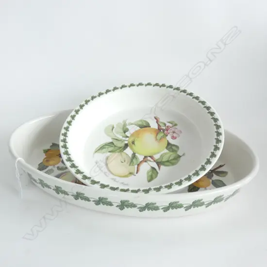 LG OVAL PORTMEIRION POMONA OVEN DISH  (410 X 260MM) & PIE DISH (DIA  260MM)