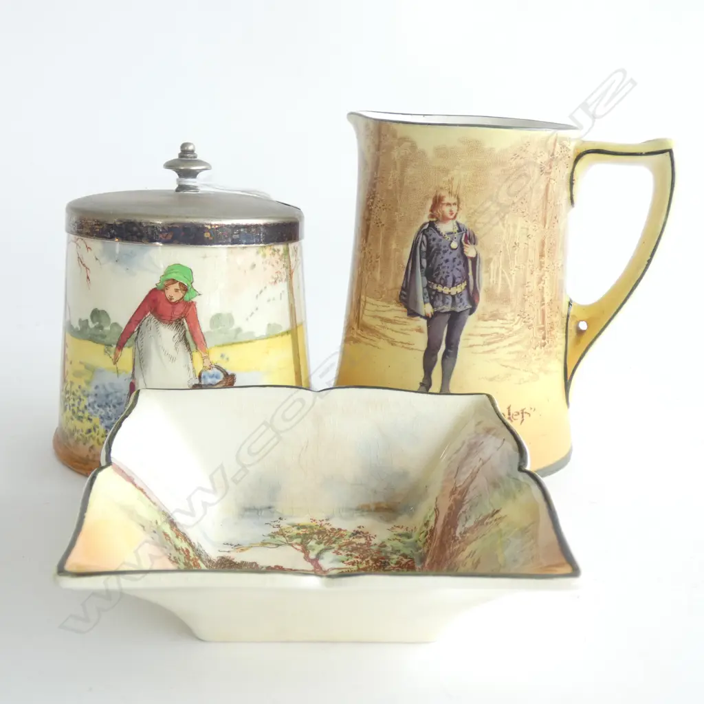 3 PCS ROYAL DOULTON SERIES WARE INCL 'GATHERING BLUEBELLS' POT H. 80MM Image 1++