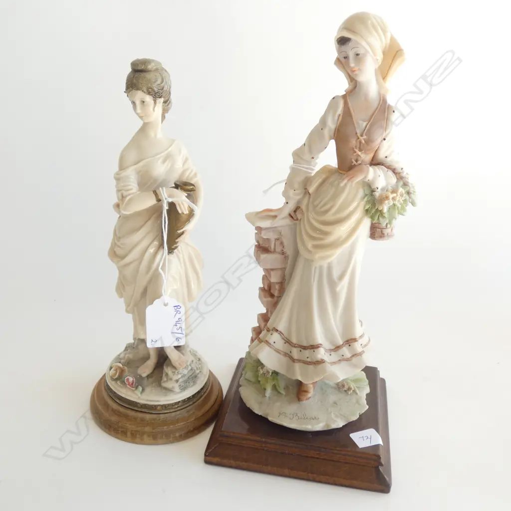 2 CAPODIMONTE FIGURINES; LADY w. URN & LADY w. BASKET H.280mm Image 1++