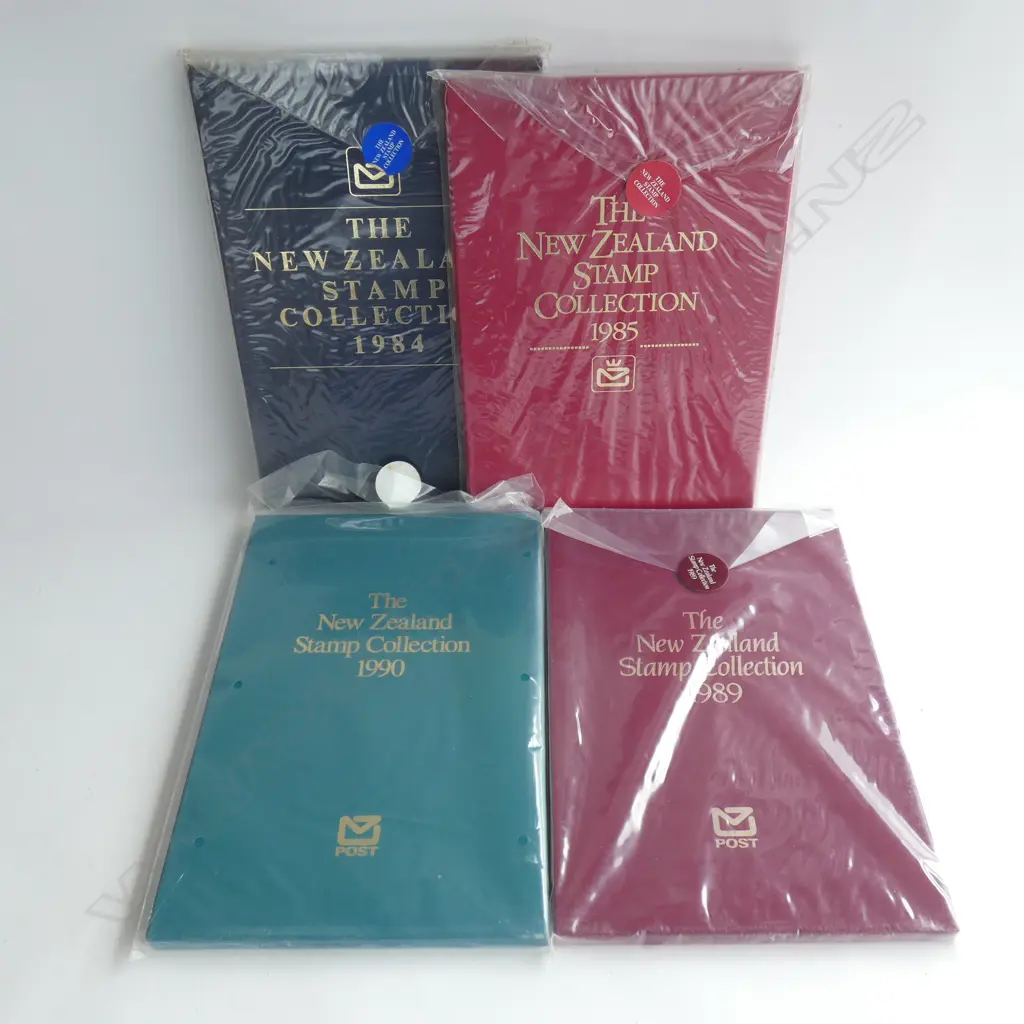 4 NZ STAMP COLLECTIONS; 1984, 1985, 1989, 1990 Image 1++