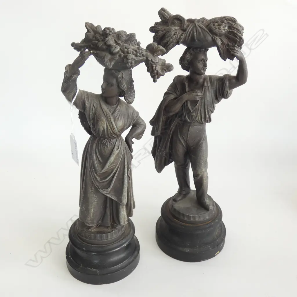 PR OF MALE AND FEMALE SPELTER FIGURES H 320 MM Image 1++