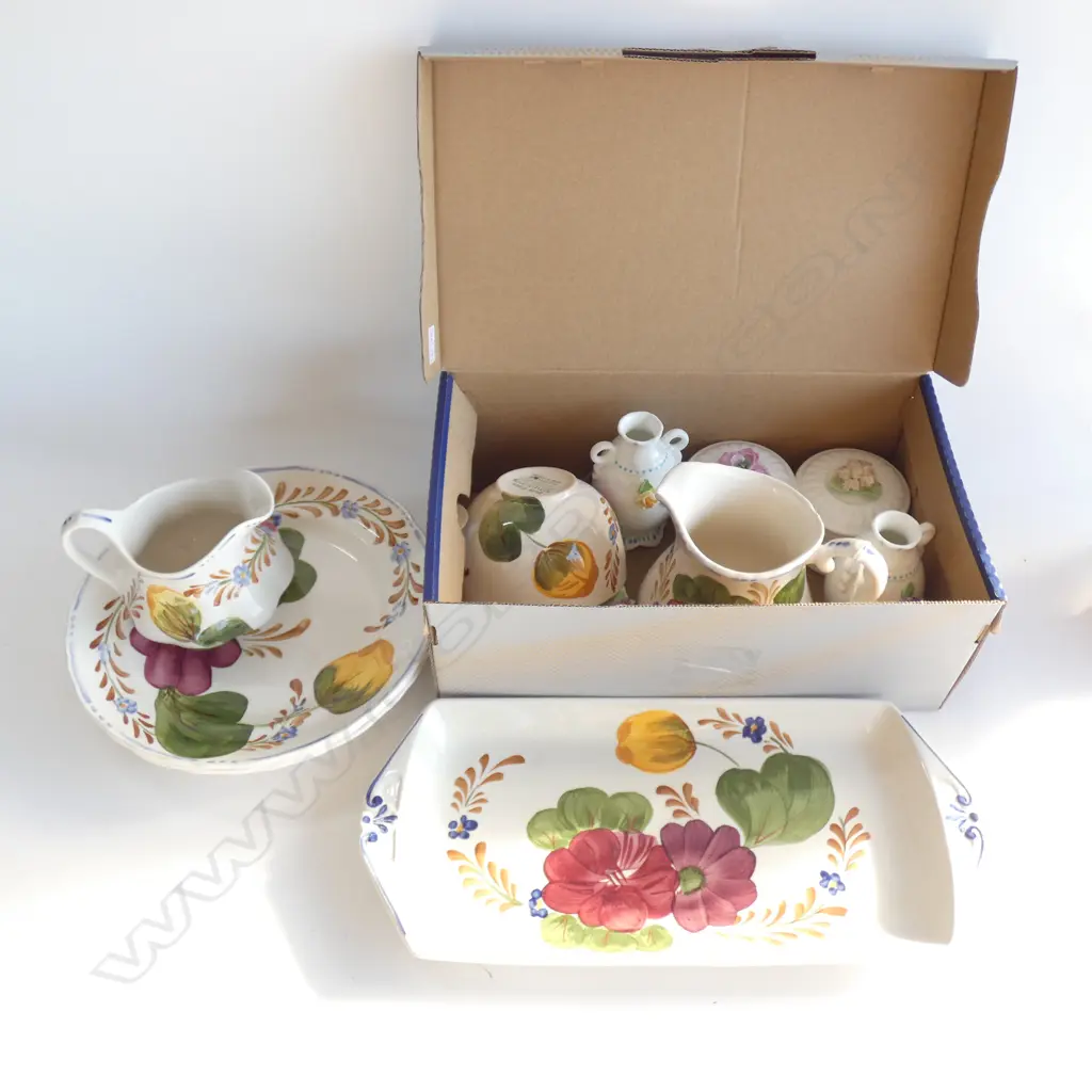 7 PCES ASST. BELLE FIORE; 4 PLATES, 2 JUGS, BOWL + 6 PCES COALPORT AF Image 1++