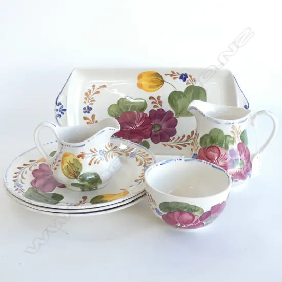 7 PCES ASST. BELLE FIORE; 4 PLATES, 2 JUGS, BOWL + 6 PCES COALPORT AF