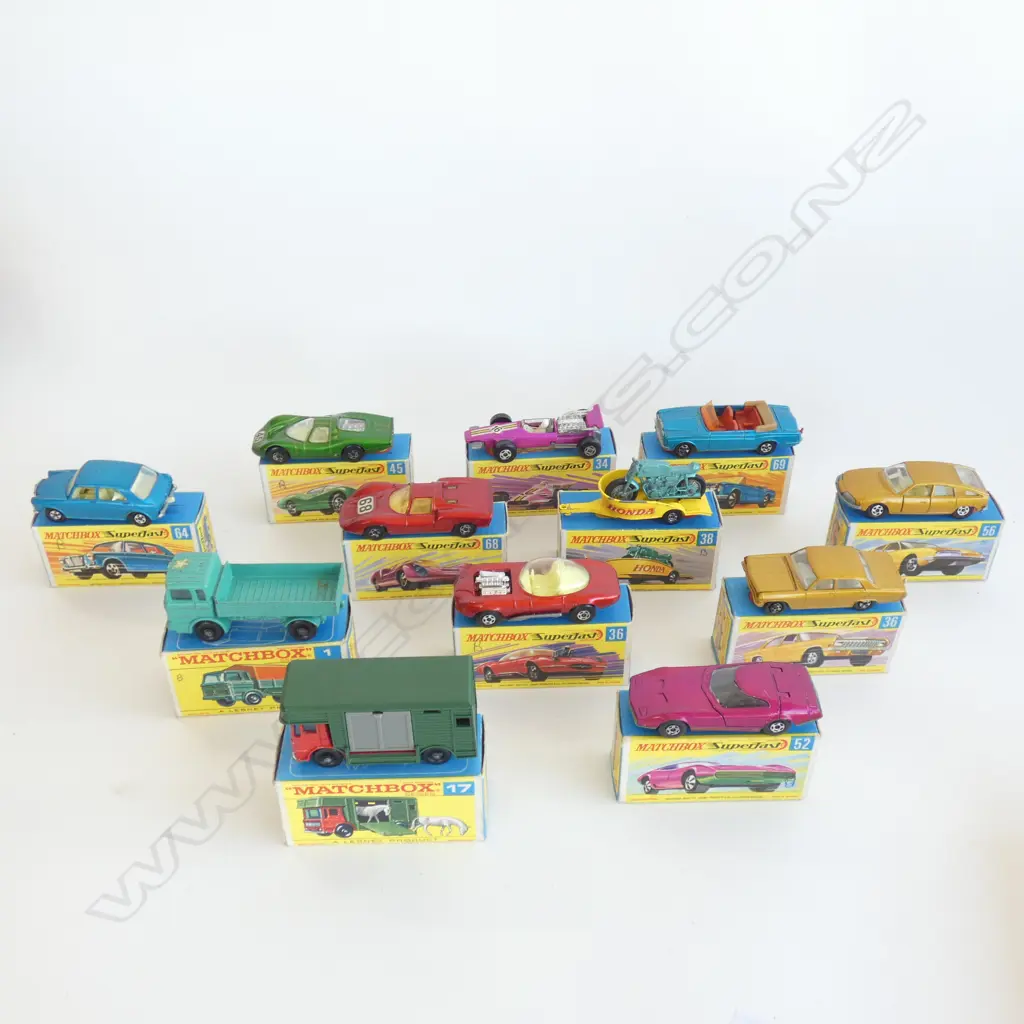 BOX 12 ASST MATCHBOX SUPERFAST CARS - ALL IN ORIGINAL BOXES Image 1++