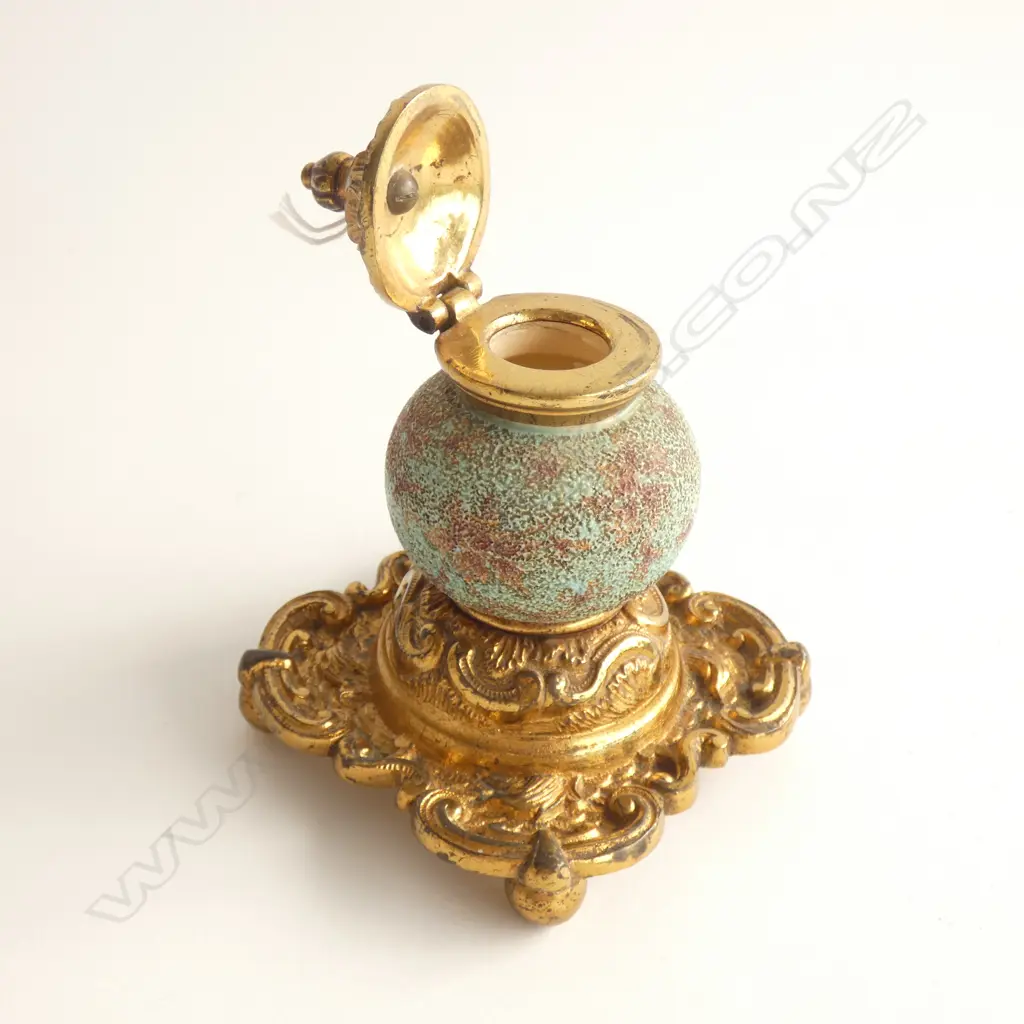 (16144) GOLD GILDED & PAINTED INK WELL H. 115MM Image 1++
