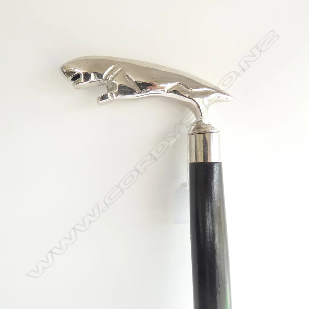 WALKING STICK; EBONY & STEEL JAGUAR H.930mm Image 1++